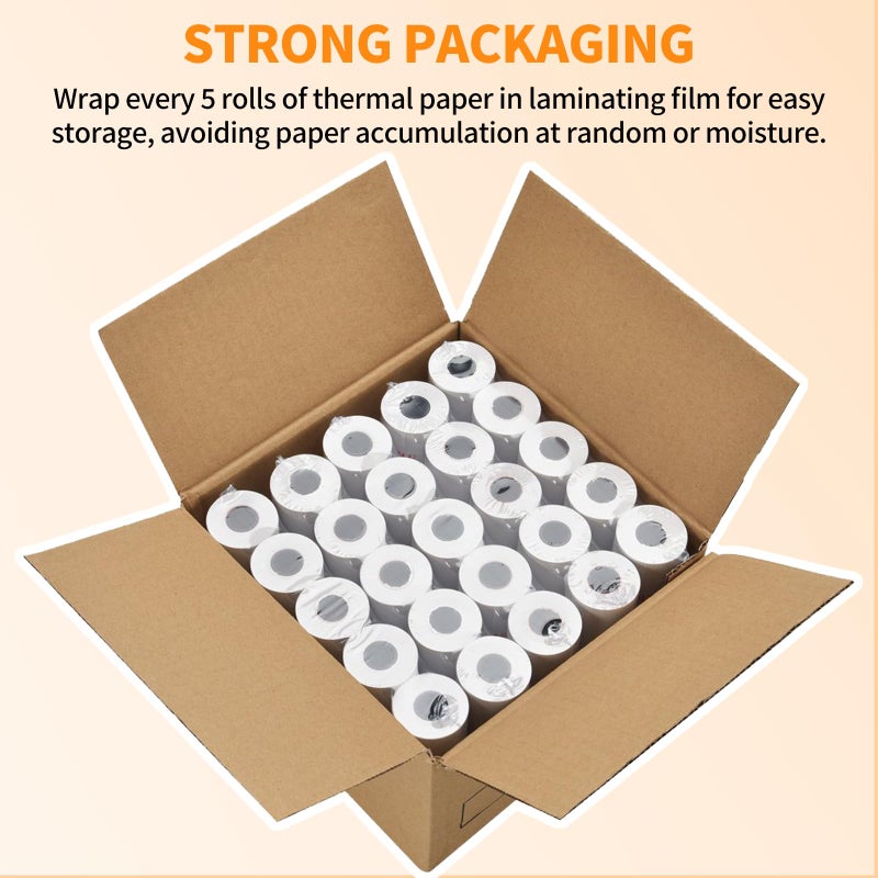 PAPRMA 2 1/4'' x 50' Thermal Receipt Paper 50 Rolls, 2.25x50ft Receipt Roll Cash Register Paper - For Credit Card Machine POS Terminal Clover Mini Verifone - Image 5